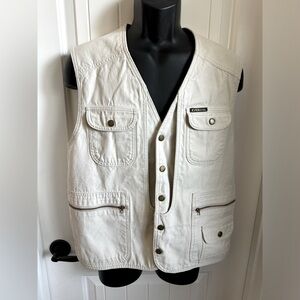 Vintage Even River Multipocket Cotton Vest in Cream, Size 3L